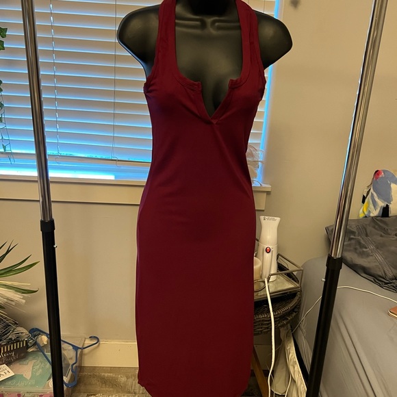 NWT maroon t-back soft midi dress - Picture 5 of 5